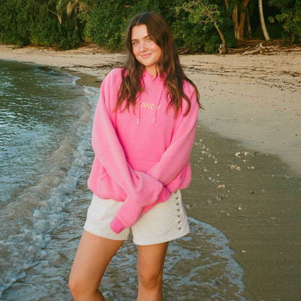 Dandy Worldwide Lets Watch the Sunset Oversized Lux Hoodie Vintage Washed Pink L - Picture 5 of 9